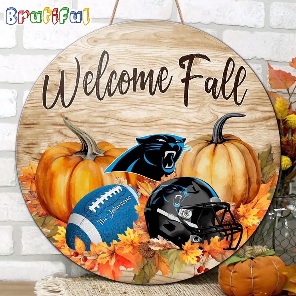 NFL Carolina Panthers Pumpkin Custom Wooden Sign Sport Football Home Decorations 2