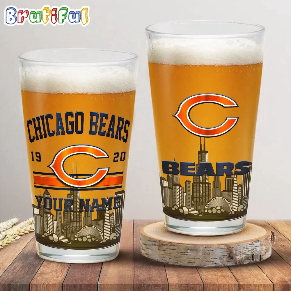 NFL Chicago Bears Beer Glass Cup 16oz Custom Football Glass Cup 1