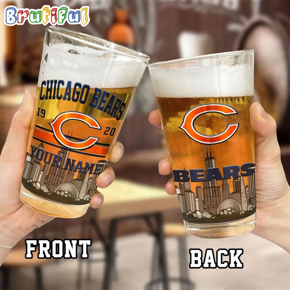NFL Chicago Bears Beer Glass Cup 16oz Custom Football Glass Cup 2