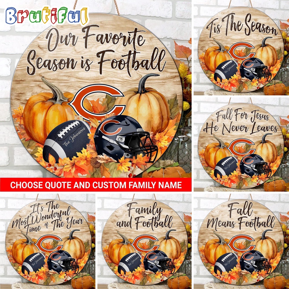 NFL Chicago Bears Pumpkin Custom Wooden Sign Sport Football Home Decorations 1
