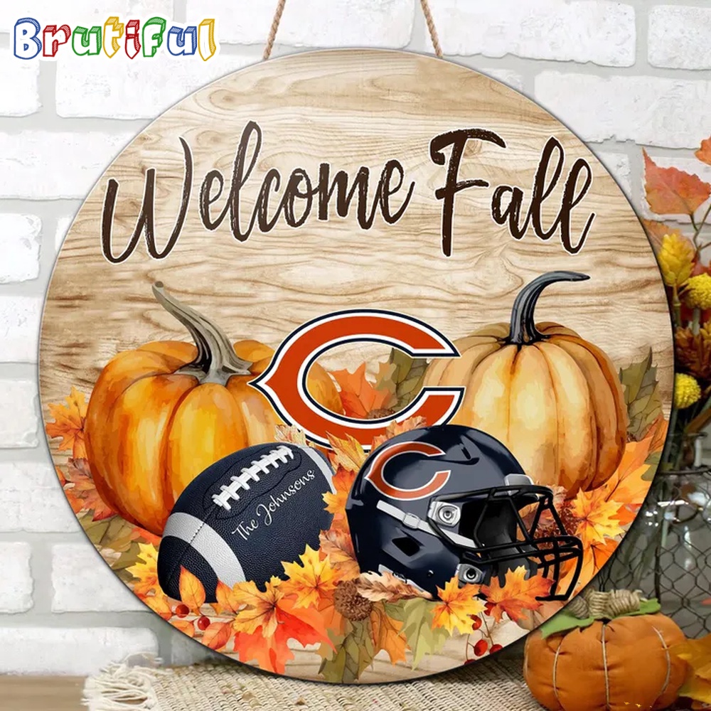NFL Chicago Bears Pumpkin Custom Wooden Sign Sport Football Home Decorations 2