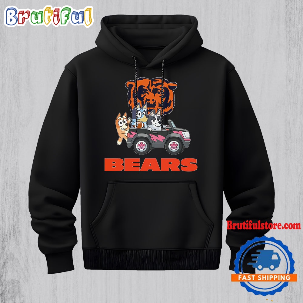 NFL Chicago Bears Special Bluey Bingo And Muffin In The Car Hoodie Football Bluey 2D Shirt