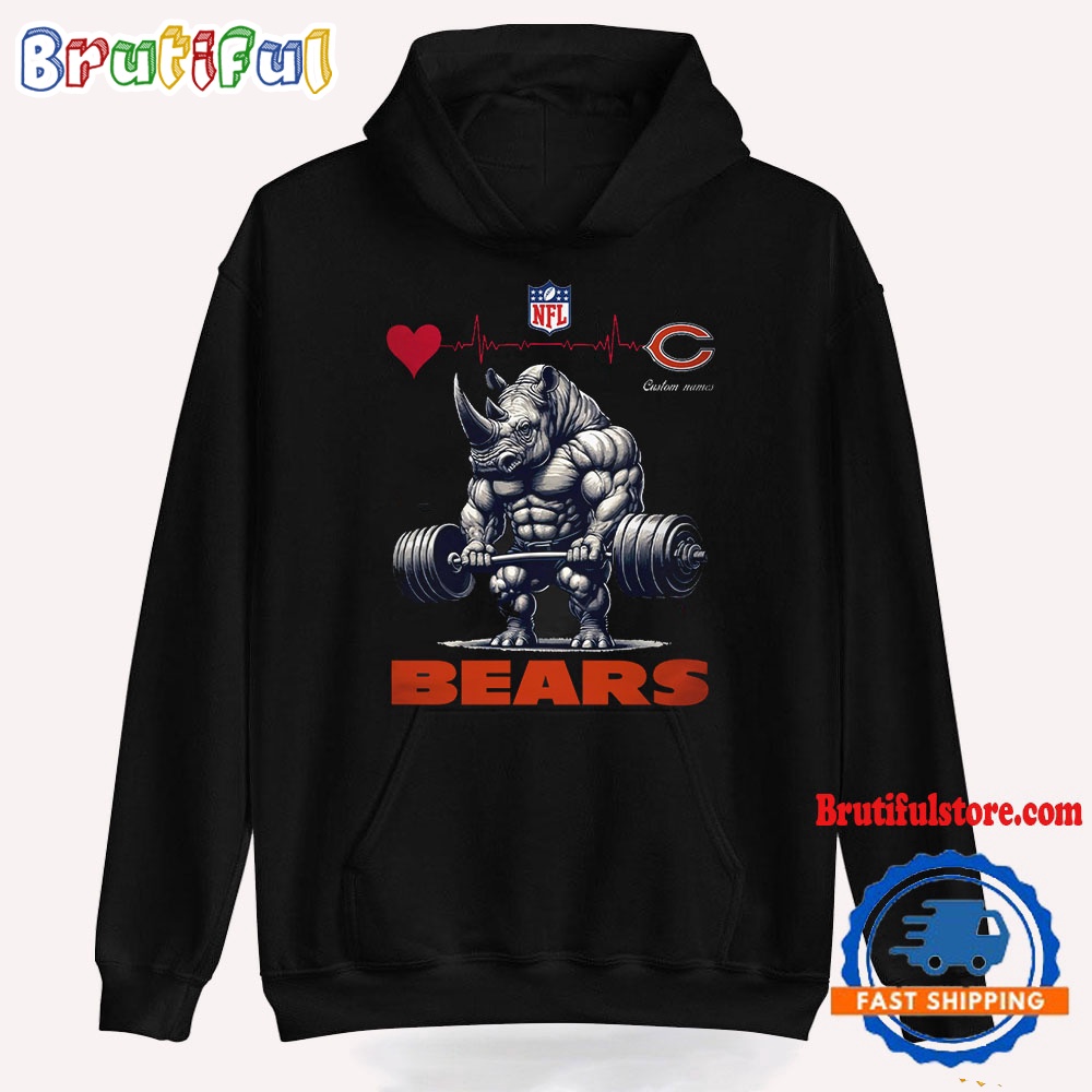 NFL Chicago Bears Team Funny Rhinoceros Powerlifting Hoodie Shirt