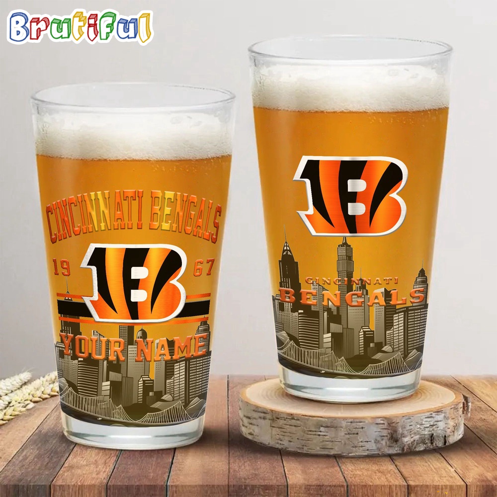 NFL Cincinnati Bengals Beer Glass Cup 16oz Custom Football Glass Cup 1