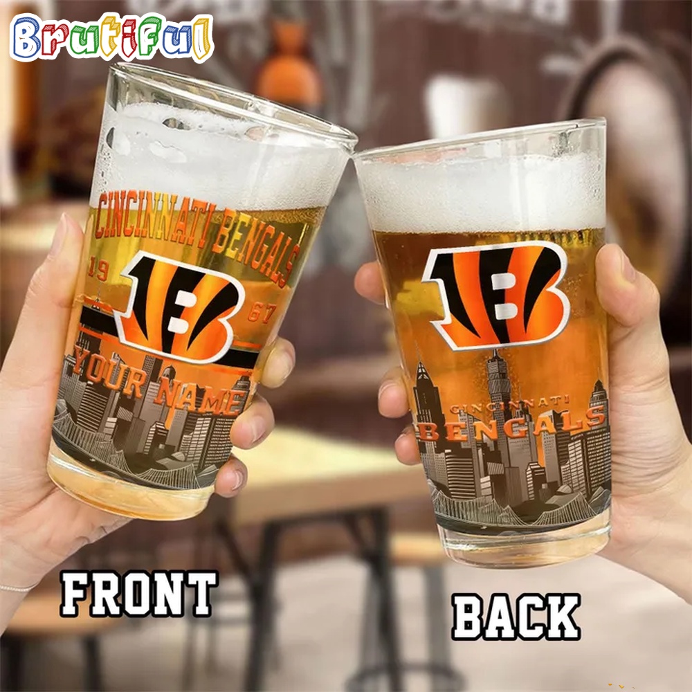 NFL Cincinnati Bengals Beer Glass Cup 16oz Custom Football Glass Cup 2