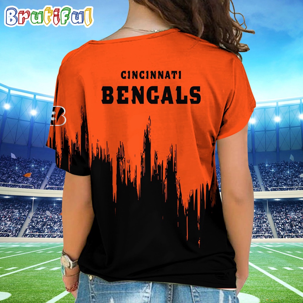 NFL Cincinnati Bengals Football Team Logo Design One Shoulder Shirt 2