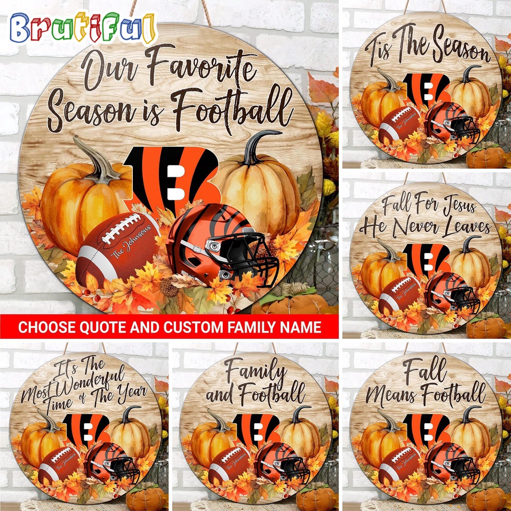 NFL Cincinnati Bengals Pumpkin Custom Wooden Sign Sport Football Home Decorations 1
