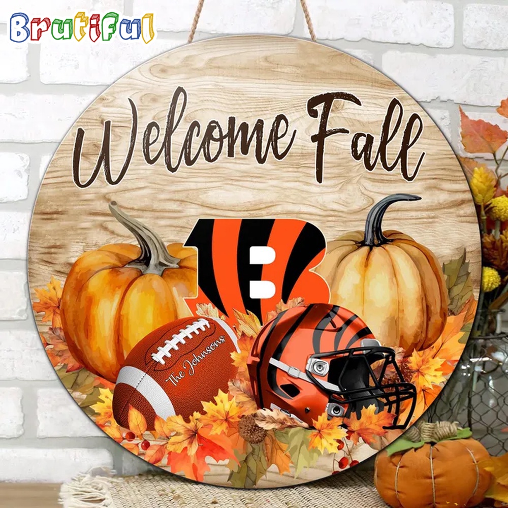 NFL Cincinnati Bengals Pumpkin Custom Wooden Sign Sport Football Home Decorations 2