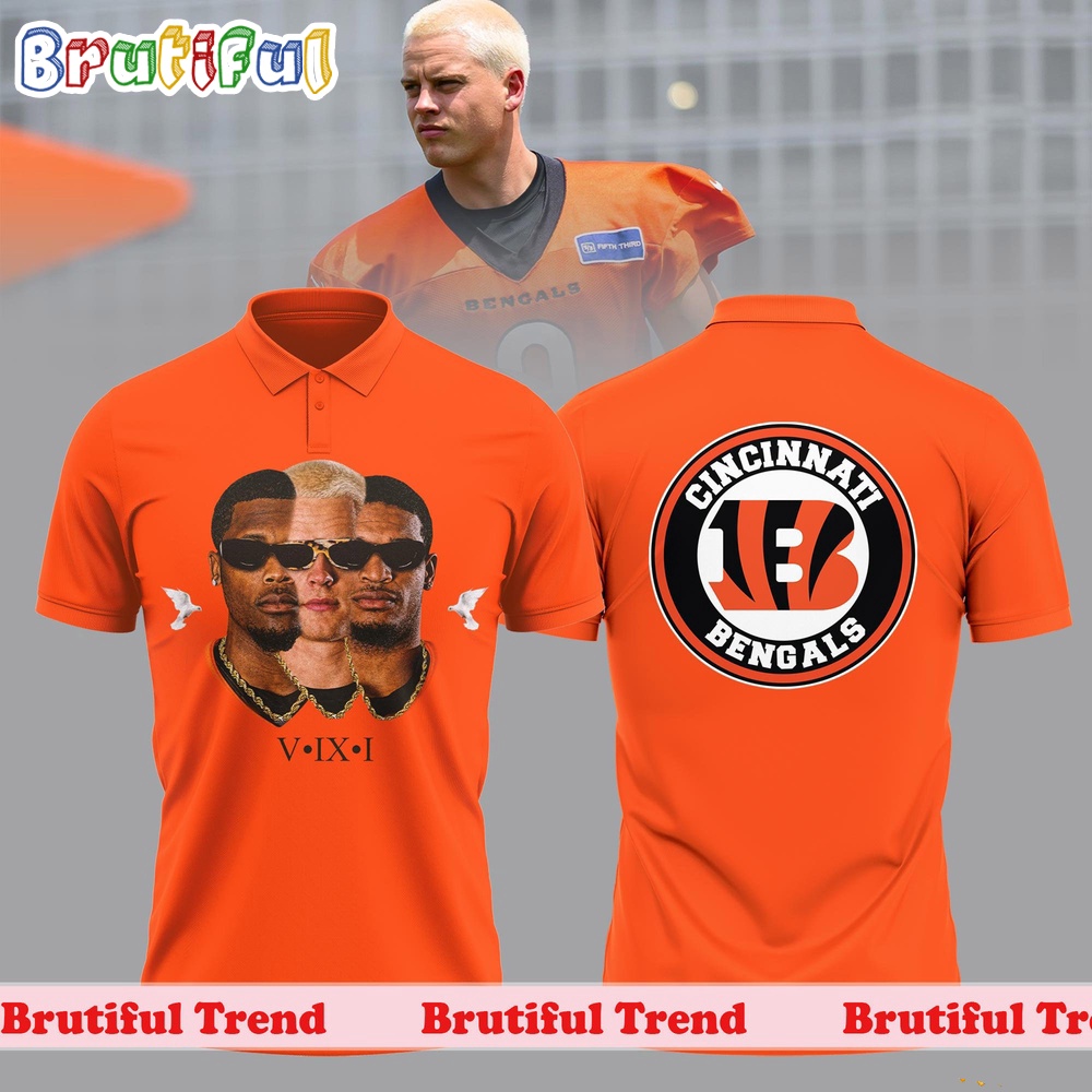 NFL Cincinnati Bengals V IX I Higgins and Joe Burrow Ja'Marr Chase Polo Shirt