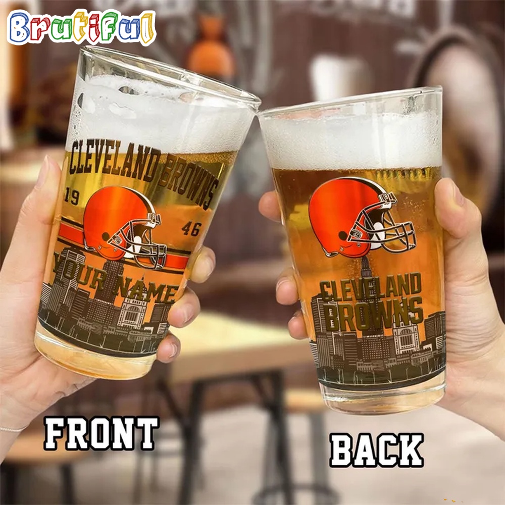 NFL Cleveland Browns Beer Glass Cup 16oz Custom Football Glass Cup 2