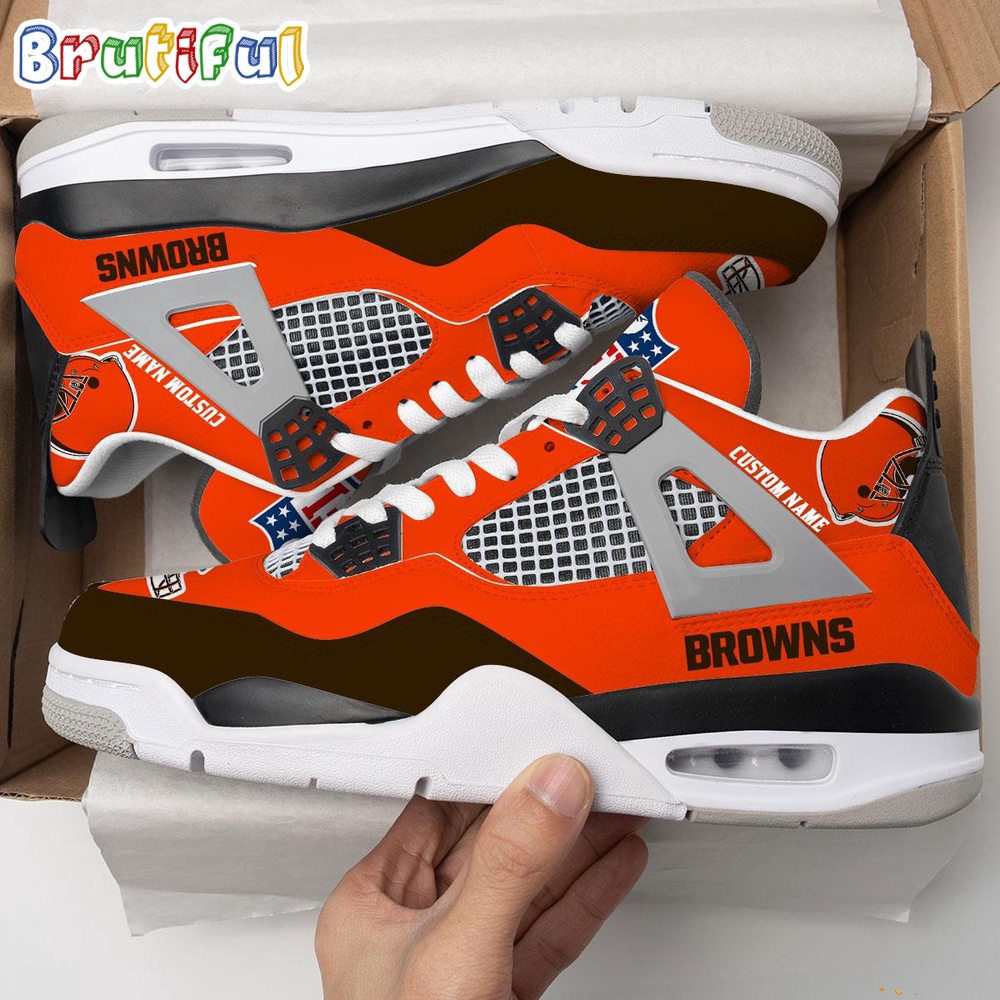 NFL Cleveland Browns Football Team Air Jordan 4 Shoes Personalized AJ4 Sneaker 1
