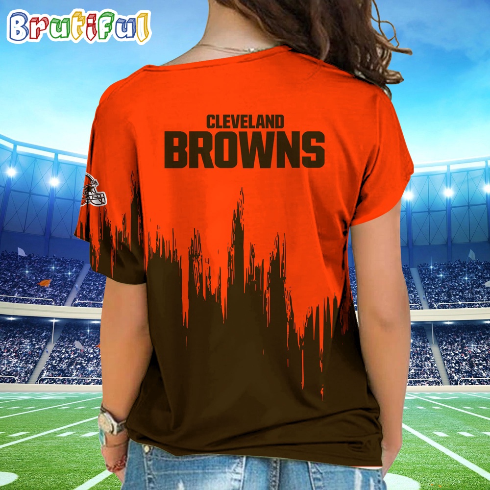 NFL Cleveland Browns Football Team Logo Design One Shoulder Shirt 2
