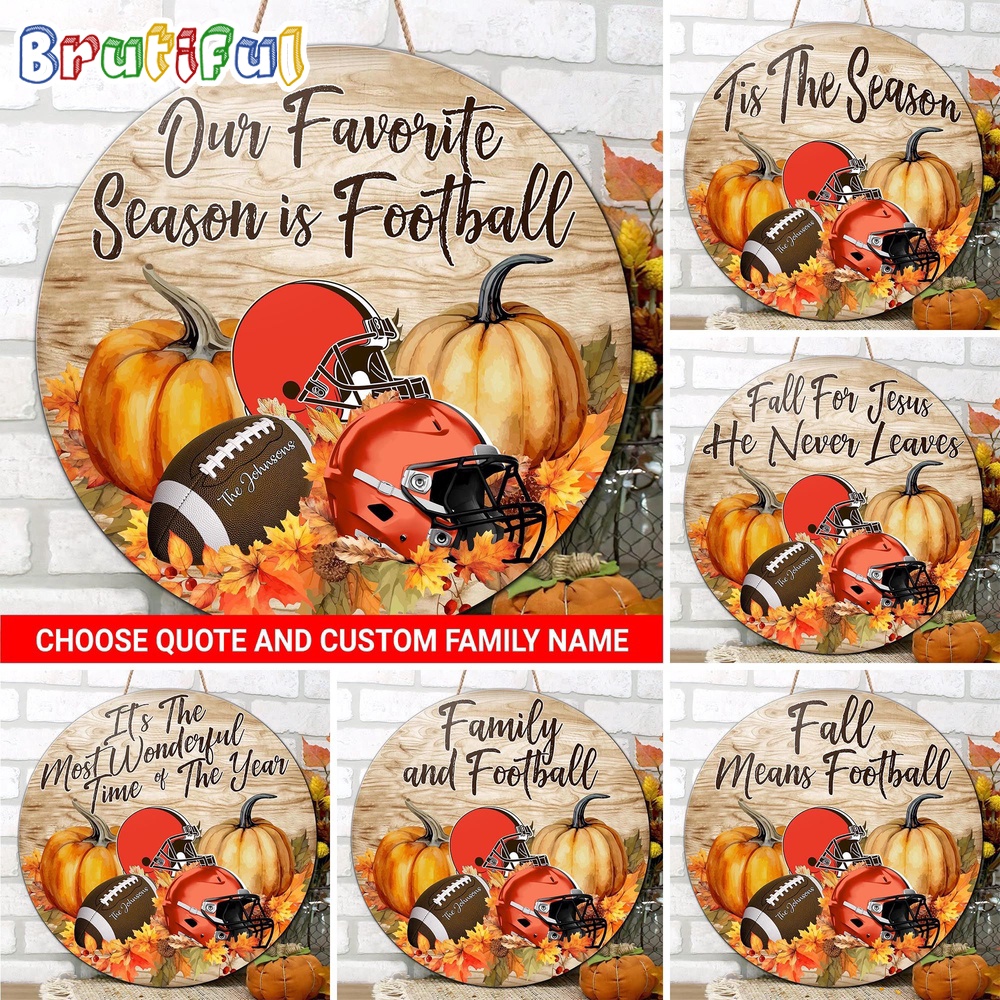 NFL Cleveland Browns Pumpkin Custom Wooden Sign Sport Football Home Decorations 1