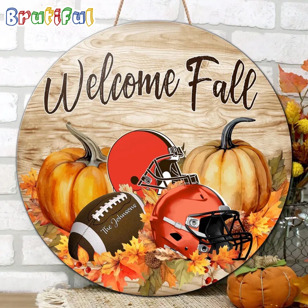 NFL Cleveland Browns Pumpkin Custom Wooden Sign Sport Football Home Decorations 2