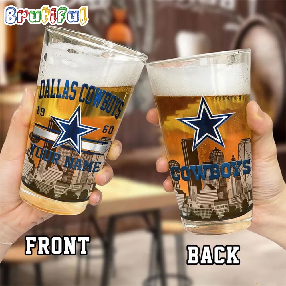 NFL Dallas Cowboys Beer Glass Cup 16oz Custom Football Glass Cup 2