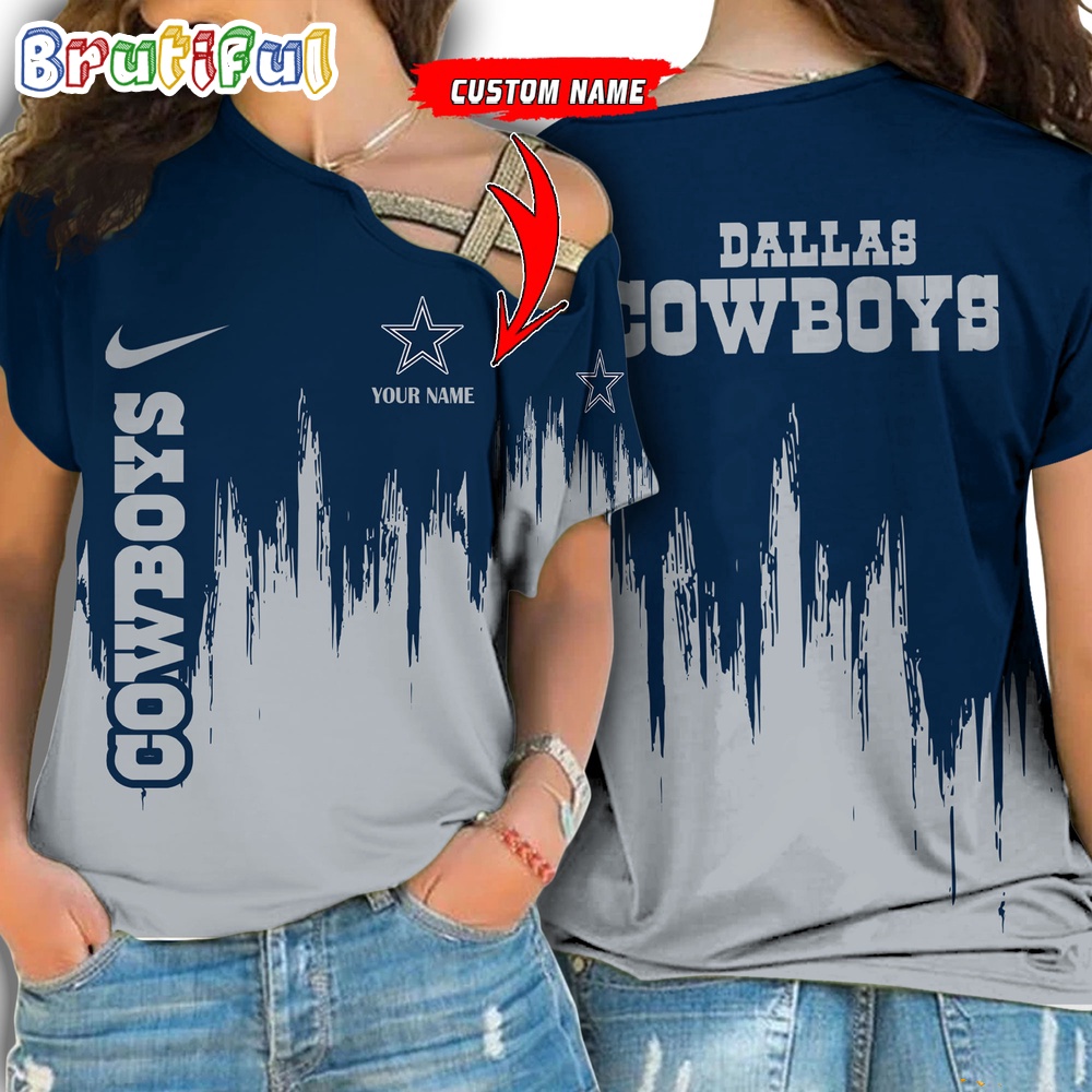 NFL Dallas Cowboys Football Team Logo Design One Shoulder Shirt 1