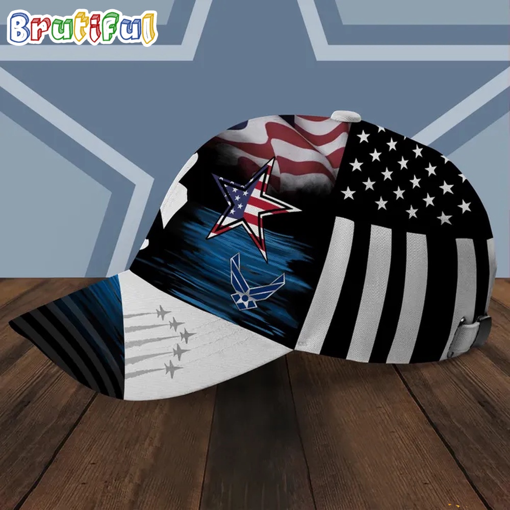 NFL Dallas Cowboys Special American Flag US Air Force Veteran Baseball Cap 2