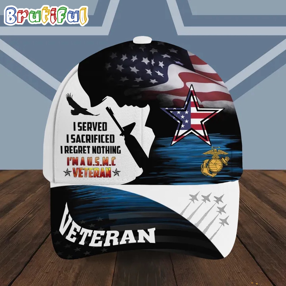 NFL Dallas Cowboys Special American Flag US Marine Corps Veteran Baseball Cap 1