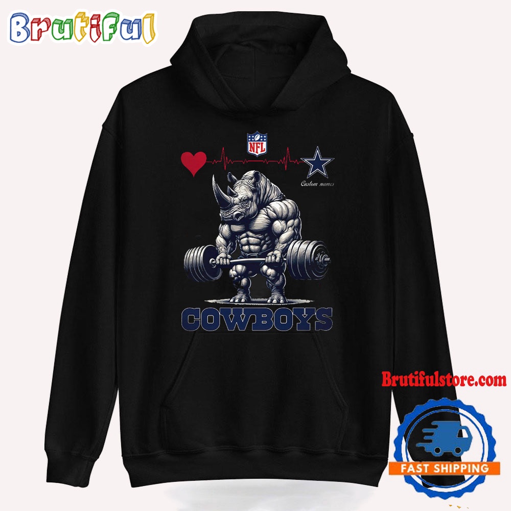 NFL Dallas Cowboys Team Funny Rhinoceros Powerlifting Hoodie Shirt
