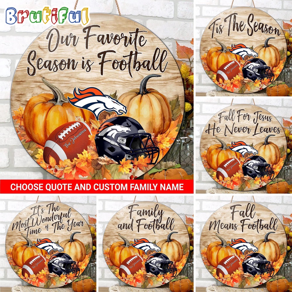 NFL Denver Broncos Pumpkin Custom Wooden Sign Sport Football Home Decorations 1