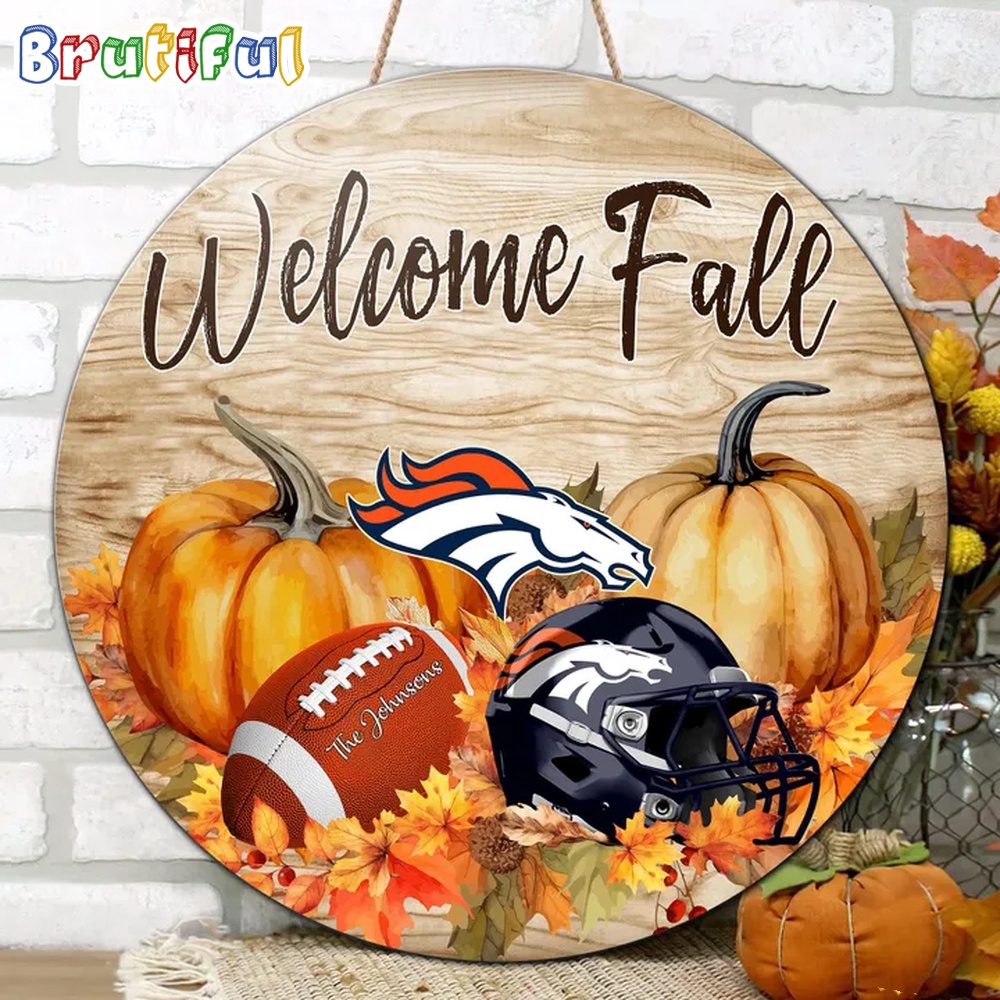 NFL Denver Broncos Pumpkin Custom Wooden Sign Sport Football Home Decorations 2