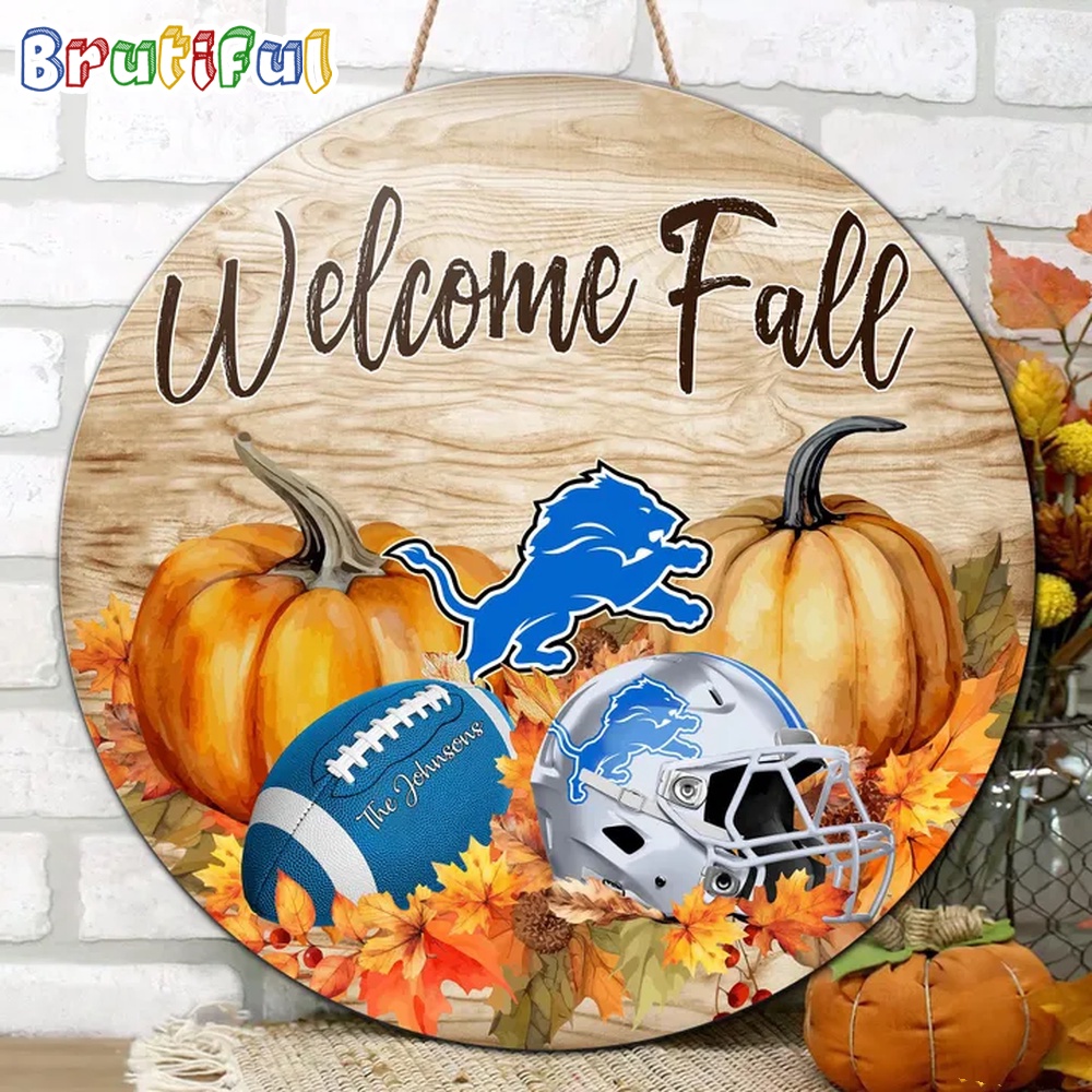 NFL Detroit Lions Pumpkin Custom Wooden Sign Sport Football Home Decorations 2