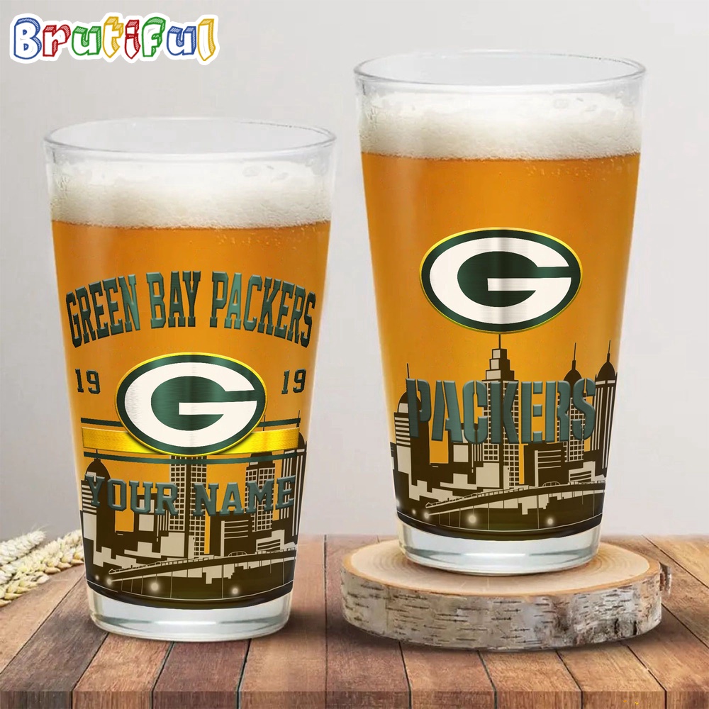 NFL Green Bay Packers Beer Glass Cup 16oz Custom Football Glass Cup 1