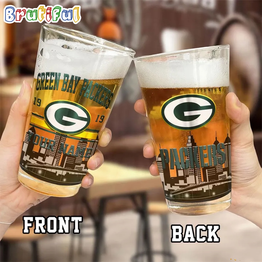 NFL Green Bay Packers Beer Glass Cup 16oz Custom Football Glass Cup 2