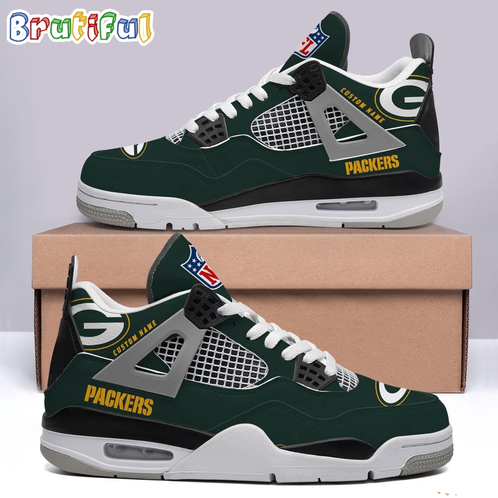 NFL Green Bay Packers Football Team Air Jordan 4 Shoes Sneaker 1