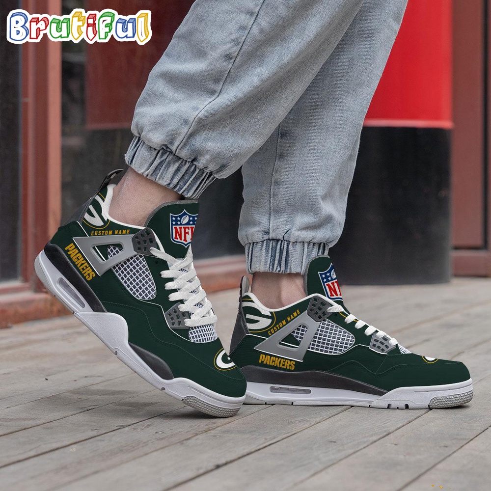 NFL Green Bay Packers Football Team Air Jordan 4 Shoes Sneaker 2