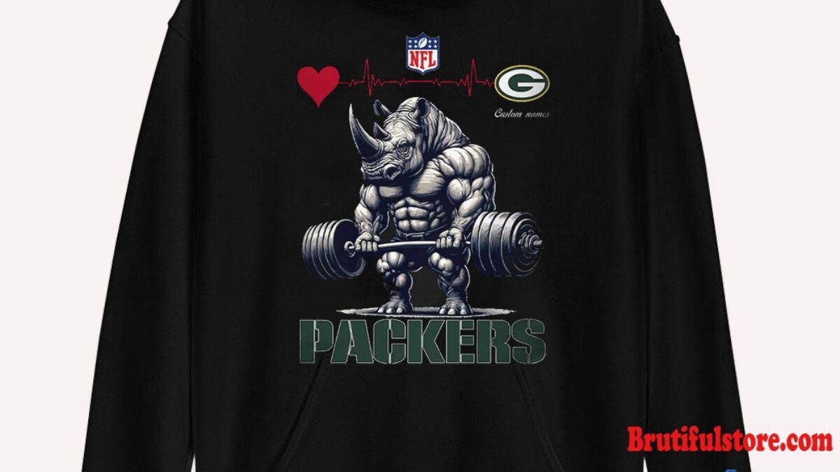 NFL Green Bay Packers Team Funny Rhinoceros Powerlifting Hoodie Shirt
