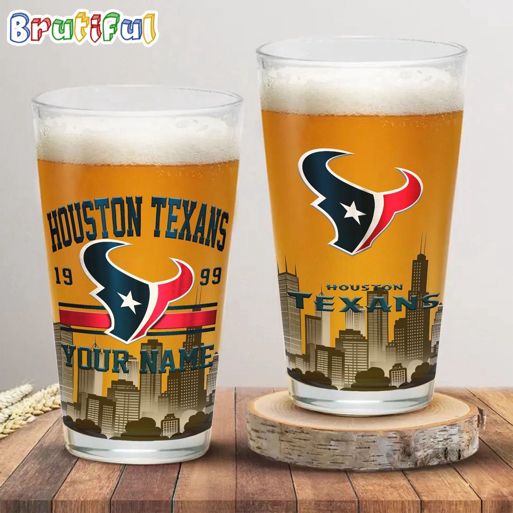 NFL Houston Texans Beer Glass Cup 16oz Custom Football Glass Cup 1