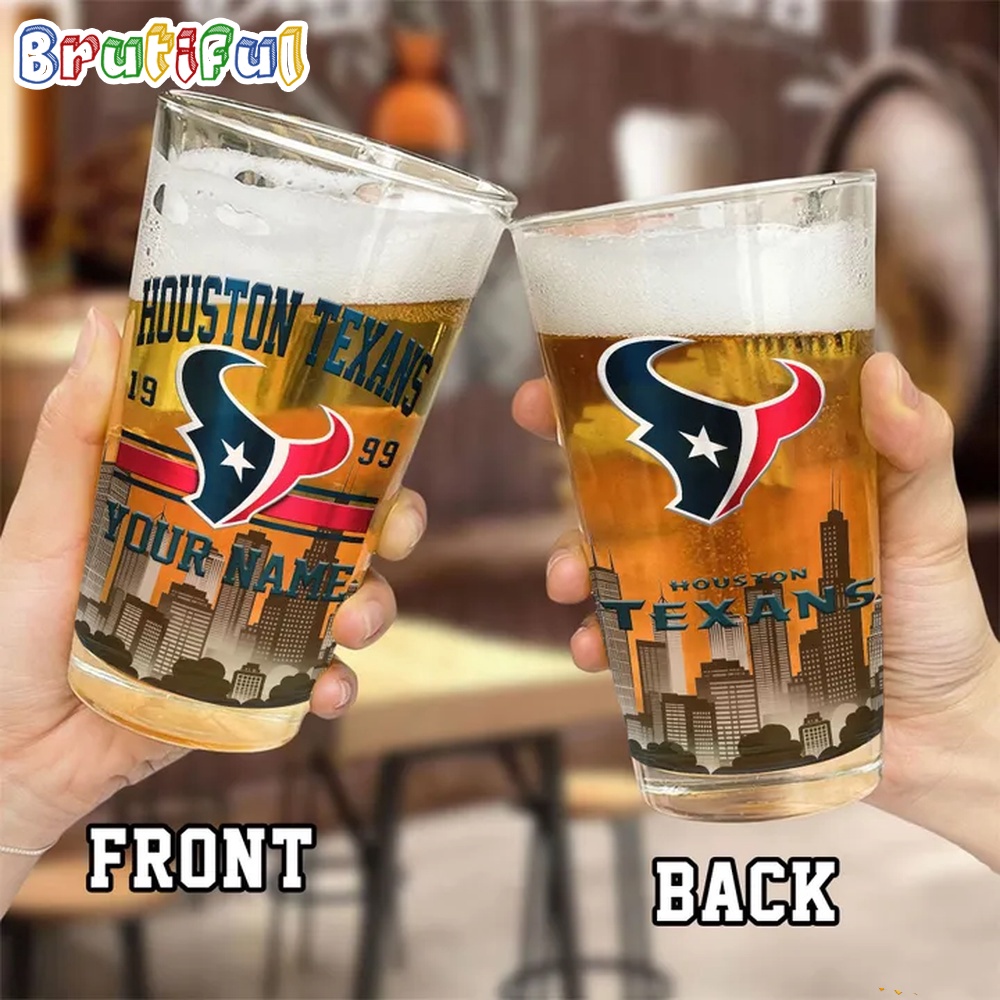NFL Houston Texans Beer Glass Cup 16oz Custom Football Glass Cup 2