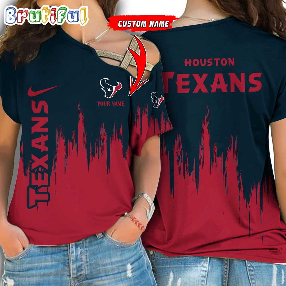 NFL Houston Texans Football Team Logo Design One Shoulder Shirt 1