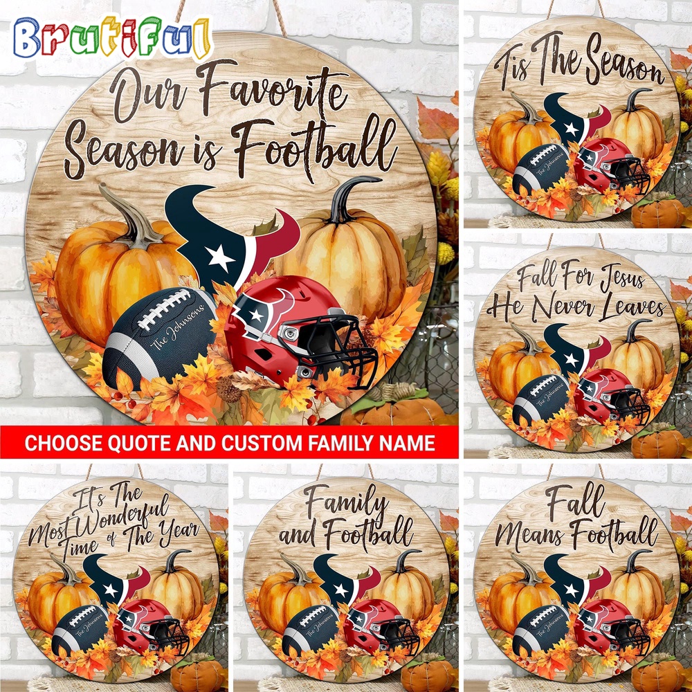 NFL Houston Texans Pumpkin Custom Wooden Sign Sport Football Home Decorations 1