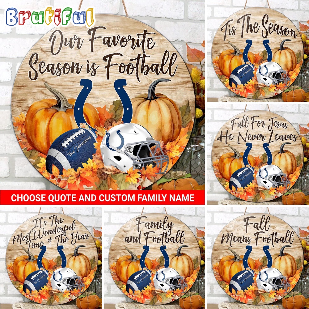 NFL Indianapolis Colts Pumpkin Custom Wooden Sign Sport Football Home Decorations 1