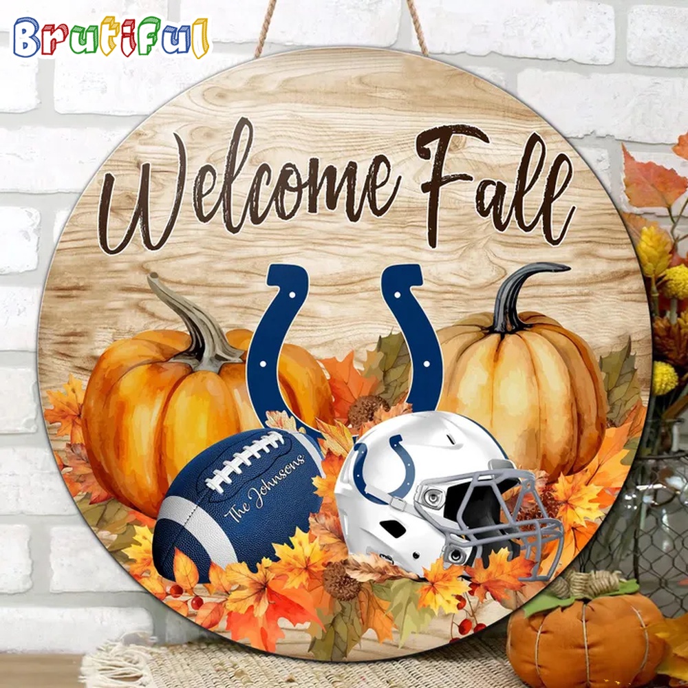 NFL Indianapolis Colts Pumpkin Custom Wooden Sign Sport Football Home Decorations 2