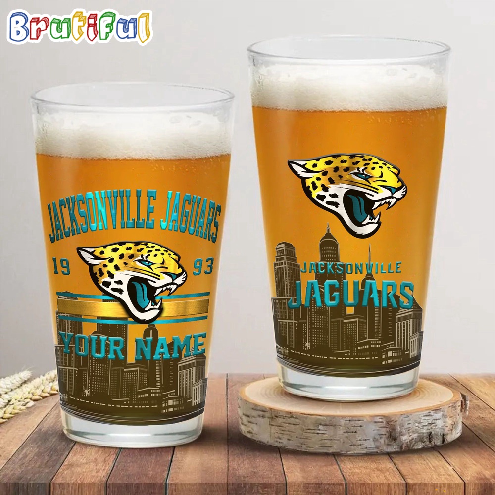NFL Jacksonville Jaguars Beer Glass Cup 16oz Custom Football Glass Cup 1
