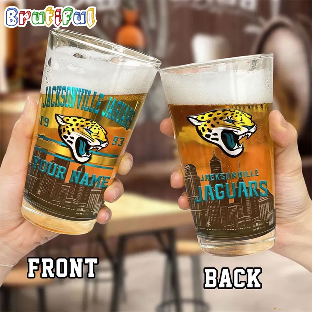 NFL Jacksonville Jaguars Beer Glass Cup 16oz Custom Football Glass Cup 2
