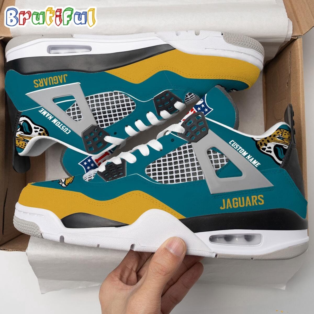 Jordan4 野球用スパイク（金属）tiffany風カラーカスタム28.5cm NFL Jacksonville Jaguars Football Team Air Jordan 4 Shoes