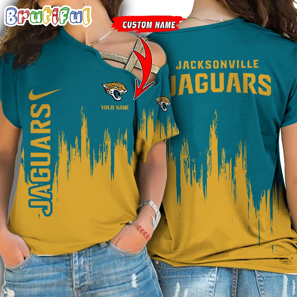 NFL Jacksonville Jaguars Football Team Logo Design One Shoulder Shirt 1
