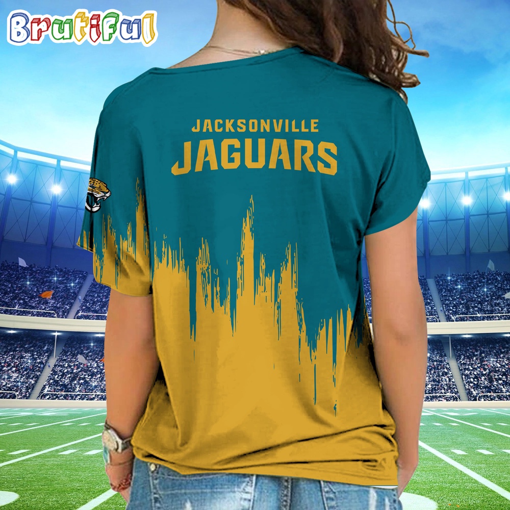 NFL Jacksonville Jaguars Football Team Logo Design One Shoulder Shirt 2