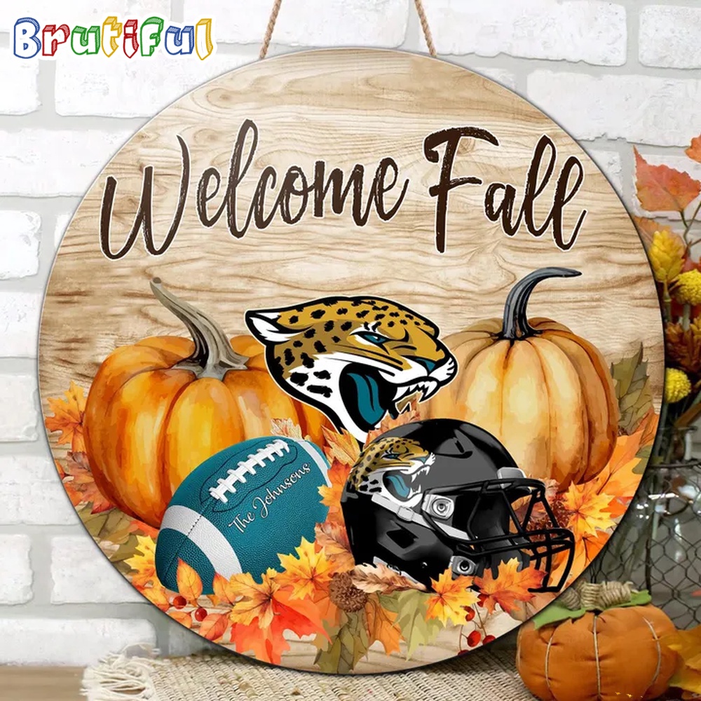 NFL Jacksonville Jaguars Pumpkin Custom Wooden Sign Sport Football Home Decorations 2