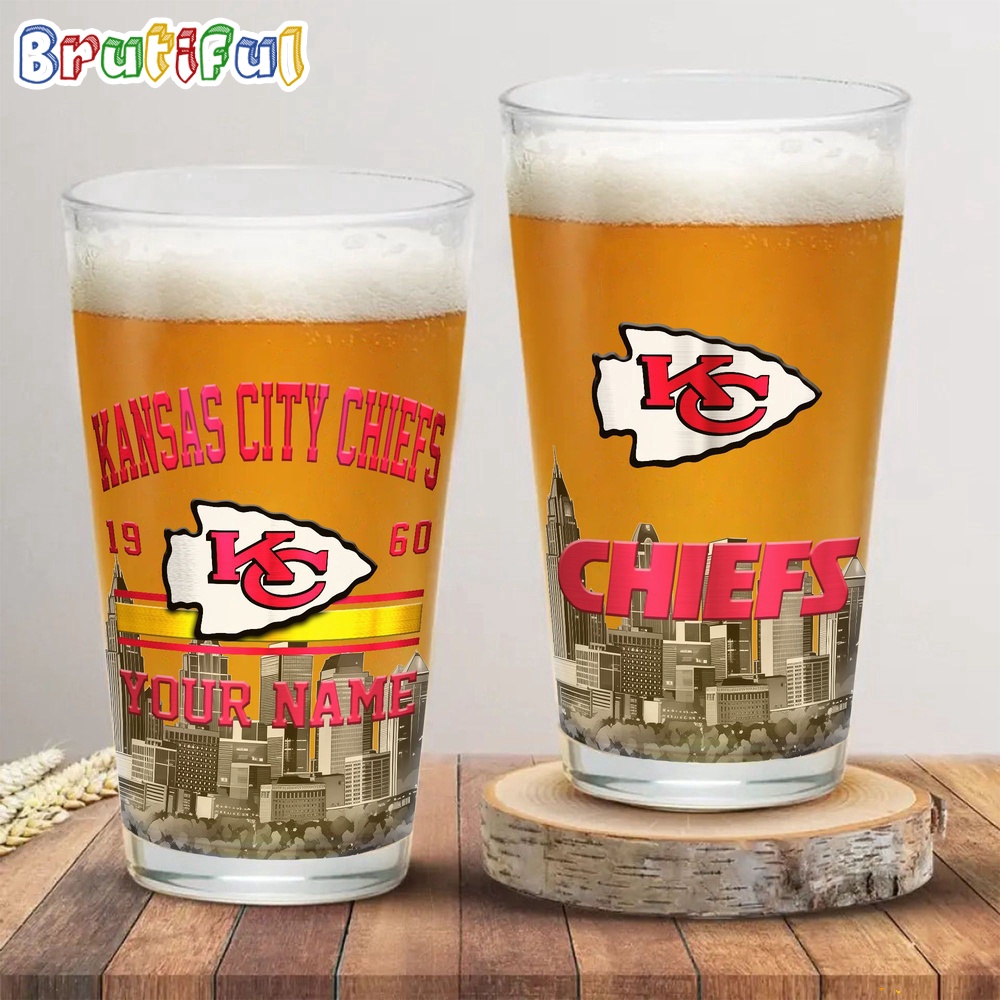NFL Kansas City Chiefs Beer Glass Cup 16oz Custom Football Glass Cup 1