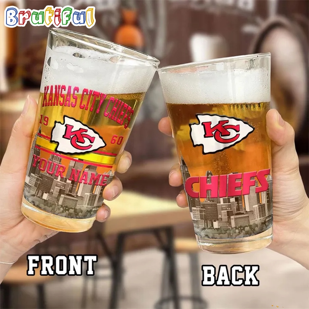 NFL Kansas City Chiefs Beer Glass Cup 16oz Custom Football Glass Cup 2