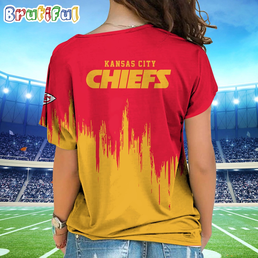 NFL Kansas City Chiefs Football Team Logo Design One Shoulder Shirt 2
