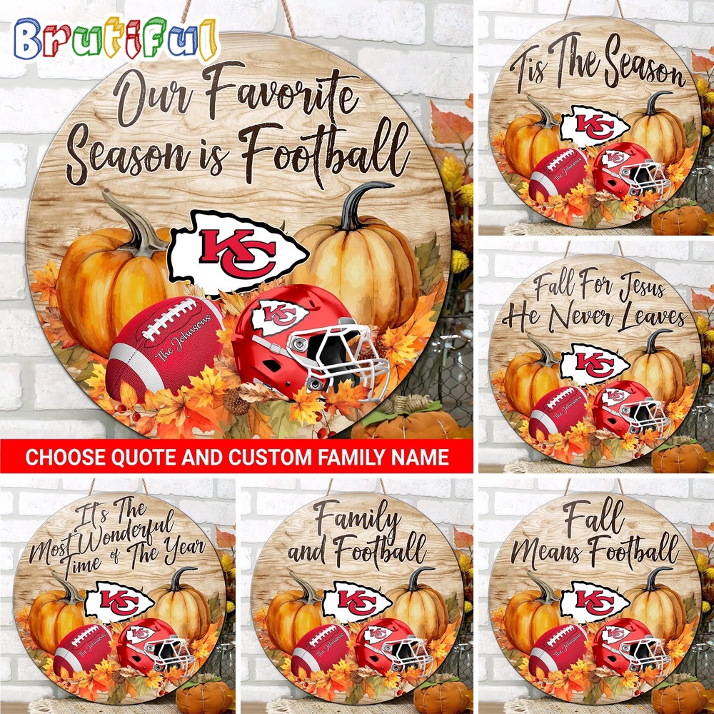 NFL Kansas City Chiefs Pumpkin Custom Wooden Sign Sport Football Home Decorations 1