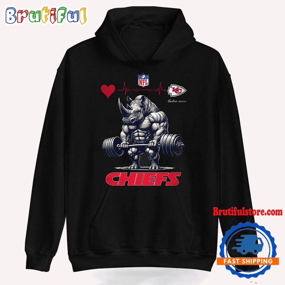 NFL Kansas City Chiefs Team Funny Rhinoceros Powerlifting Hoodie Shirt