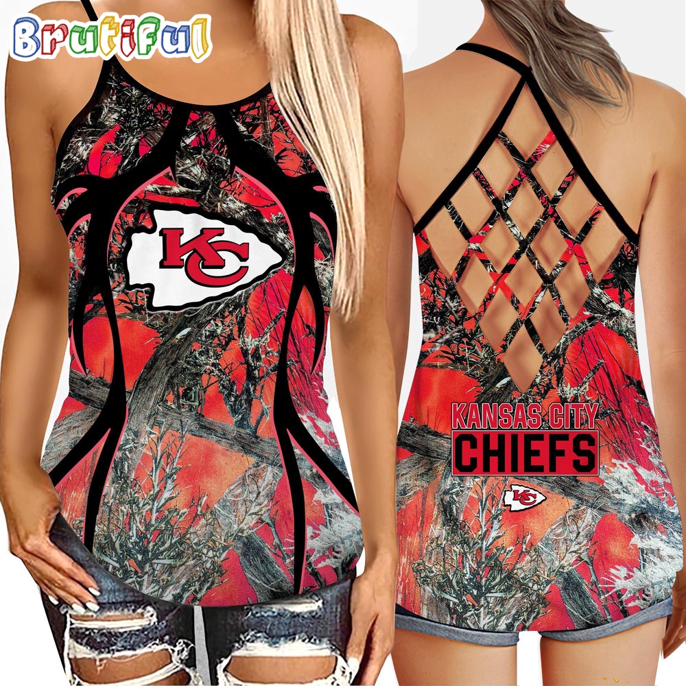 NFL Kansas City Chiefs Womens Tank Top Football Team Logo Criss Cross Tank Top