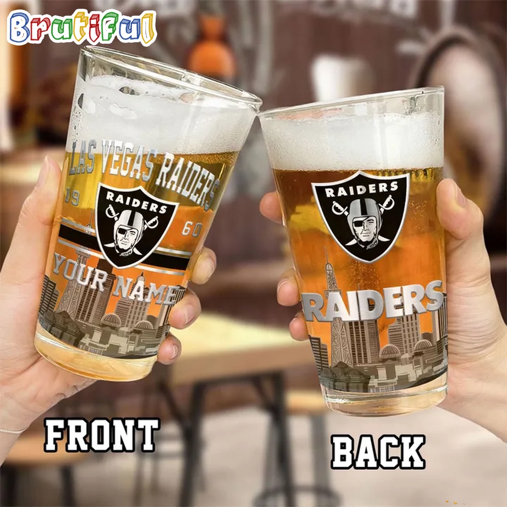 NFL Las Vegas Raiders Beer Glass Cup 16oz Custom Football Glass Cup 2